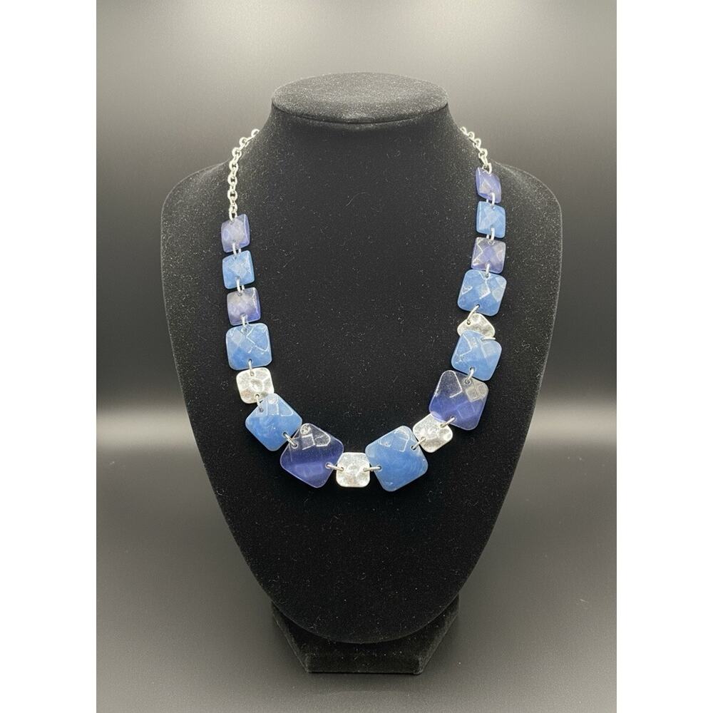 Gloria Vanderbilt Blue Lucite and Silver-Tone Necklace
